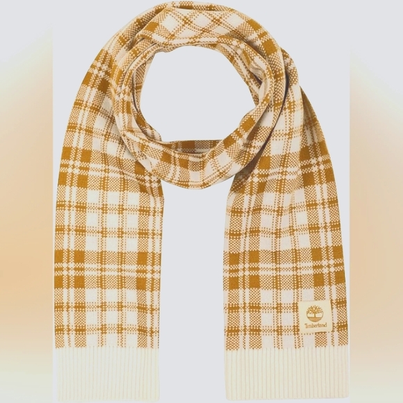 Timberland camel & white knitted scarf... new with $60 tag Unisex - Picture 1 of 2